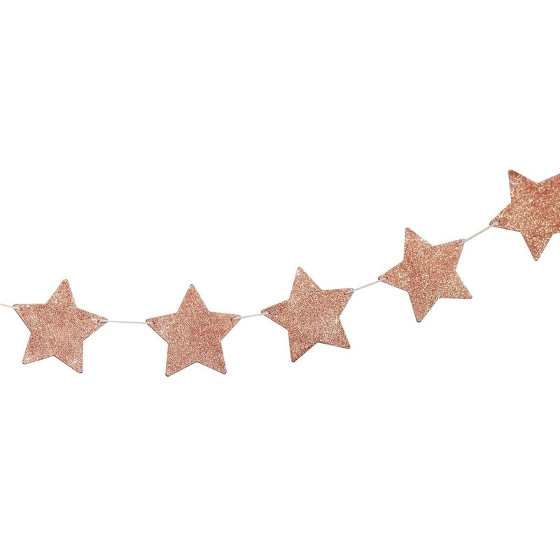 Rose gold metallic magic wooden star garland