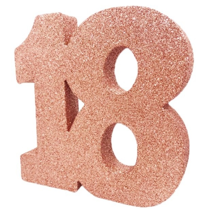 Rose gold number 18 table decoration 20cm