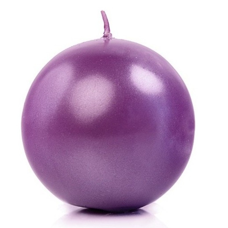 10 ball candles Torino violet metallic 6cm