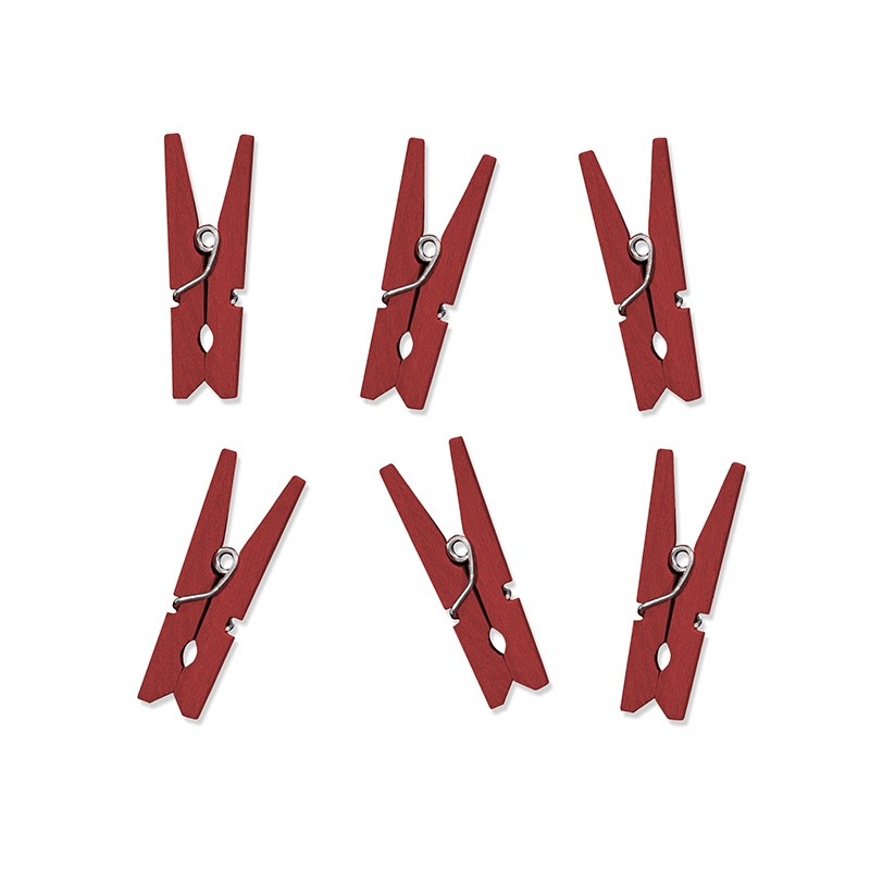 10 red wooden clothespins
