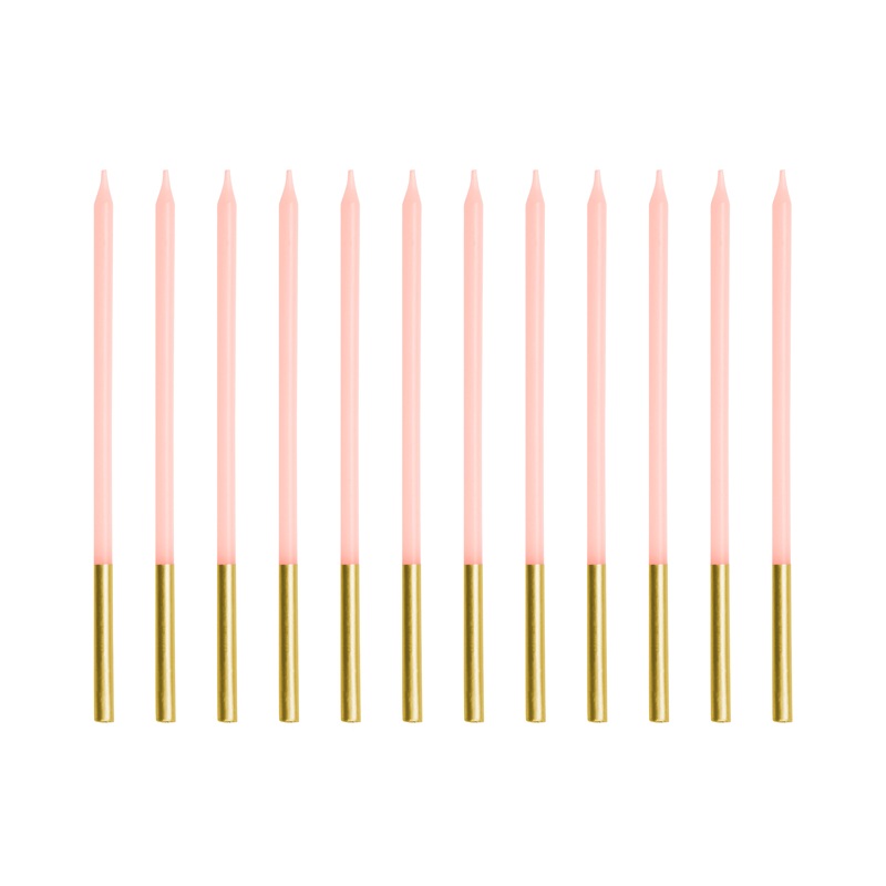 12 birthday candles pink-gold 14cm