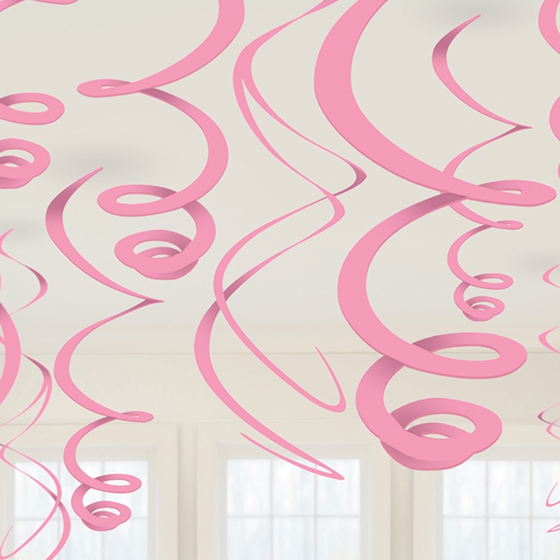 12 elegant decorative spirals pink 55.8cm