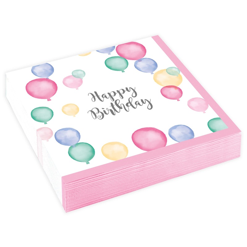 20 pastel birthday napkins 25cm