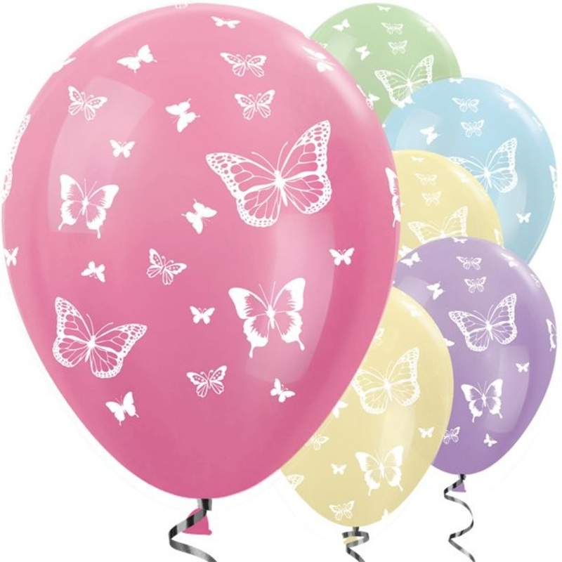 25 latex balloons butterflies pastel 30cm