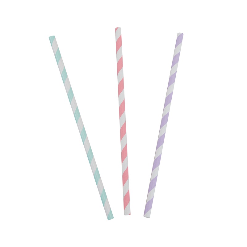 25 straws pastel summer 3 colors striped