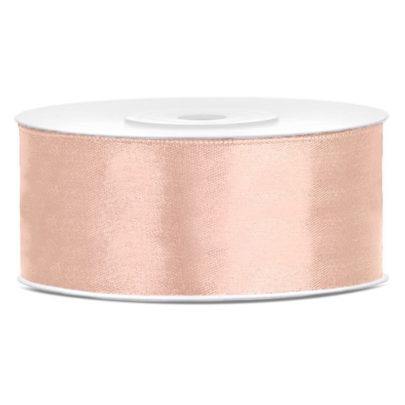 25m satin ribbon peach 25mm wide