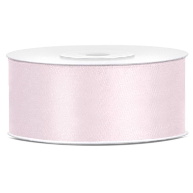25m satin ribbon, powder pink, 25mm wide