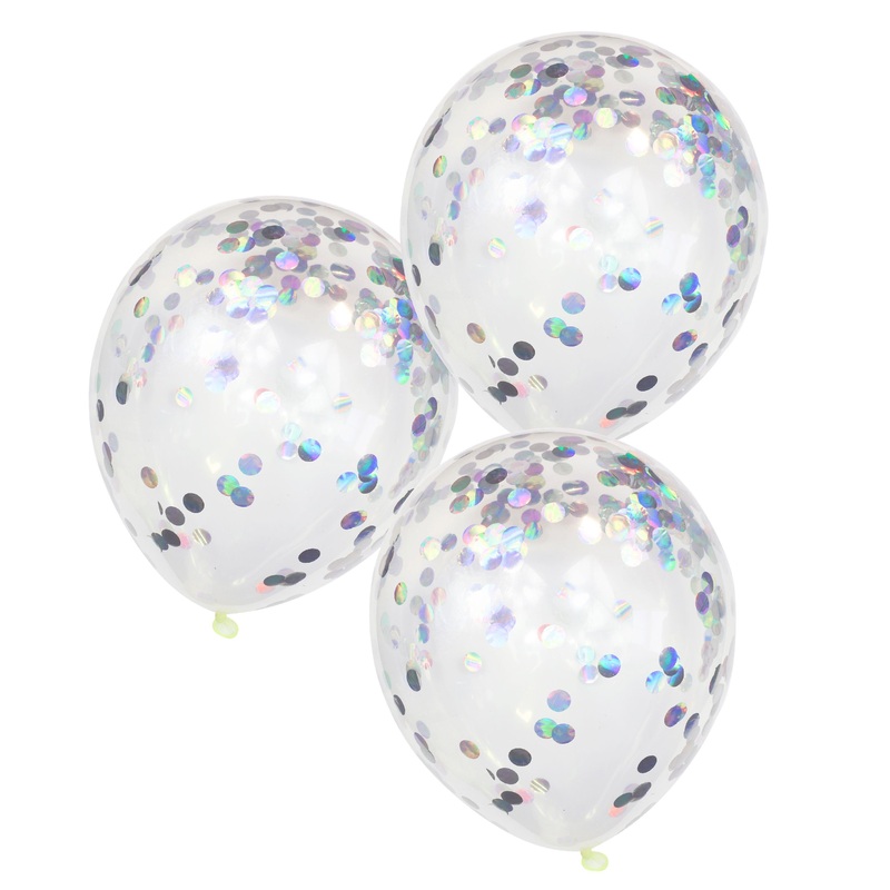 5 pastel rainbow confetti balloons 30cm