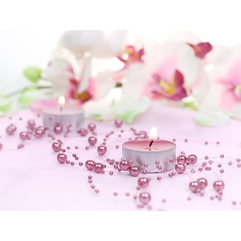 5 pearl garlands Sissi raspberry 1.3m