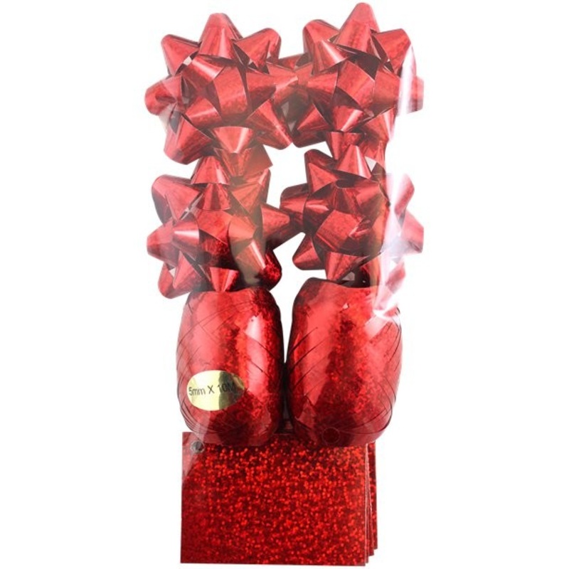 Gift ribbon set red 10 pcs.