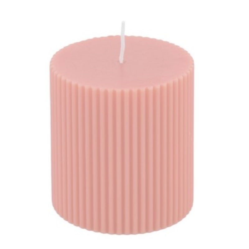 Pillar candle fluted old pink 7 x 7.5cm