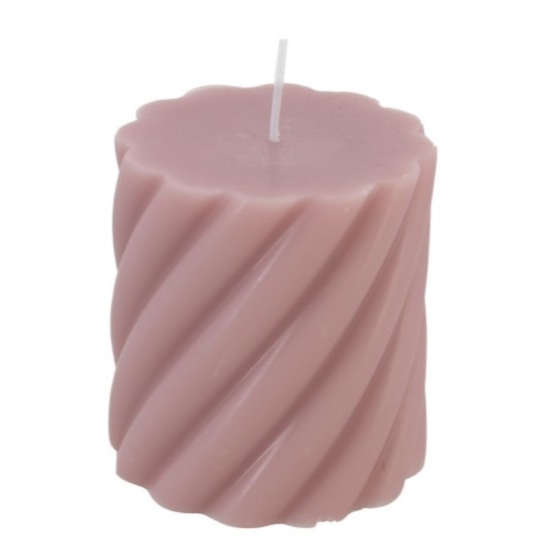 Pillar candle with spiral pattern old pink 7 x 7.5cm