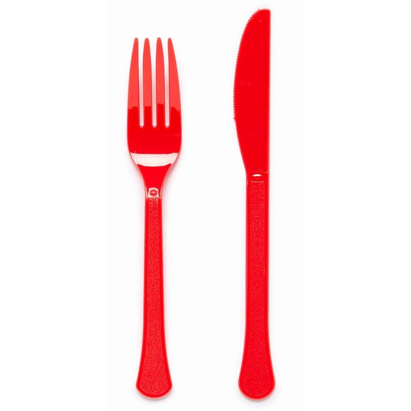 Red cutlery set 24 pieces