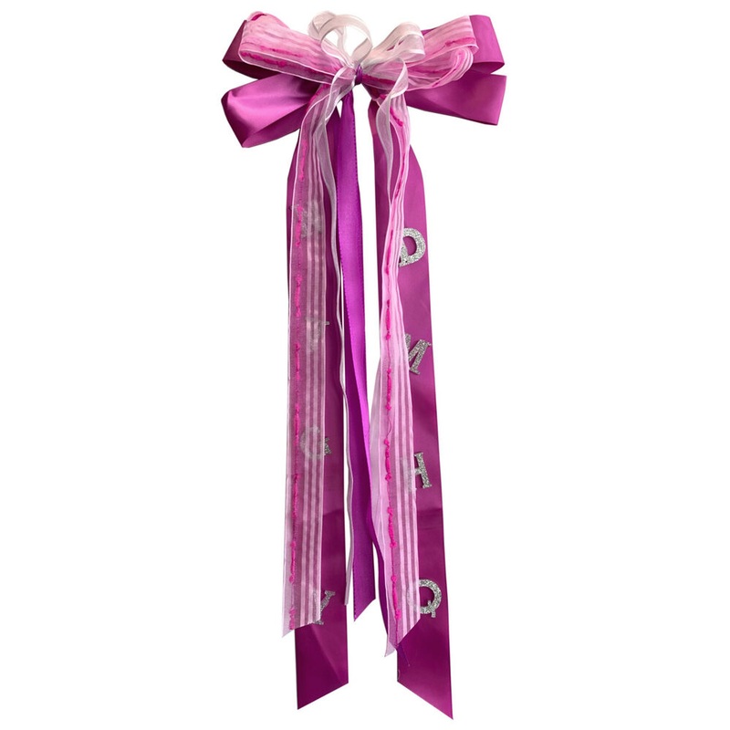 Schulttenschleife rosa/wei 23x50cm