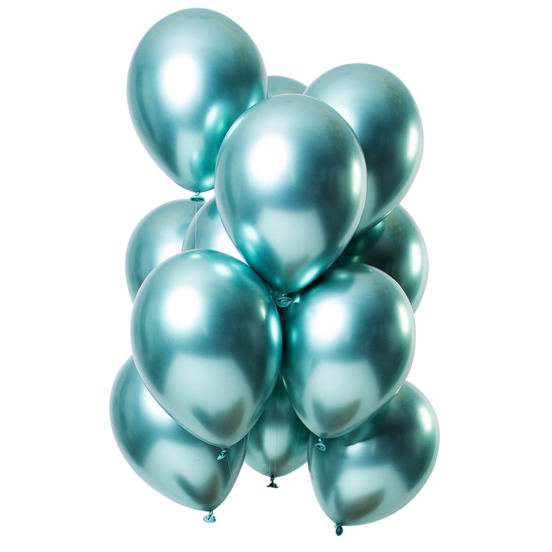 12 latex balloons mirror effect green