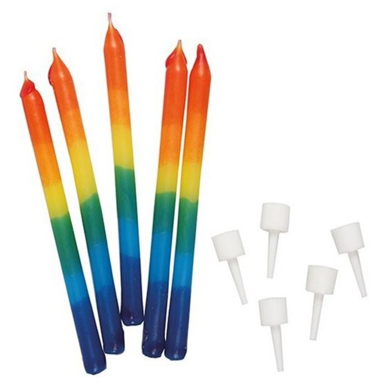 12 rainbow cake candles 10cm