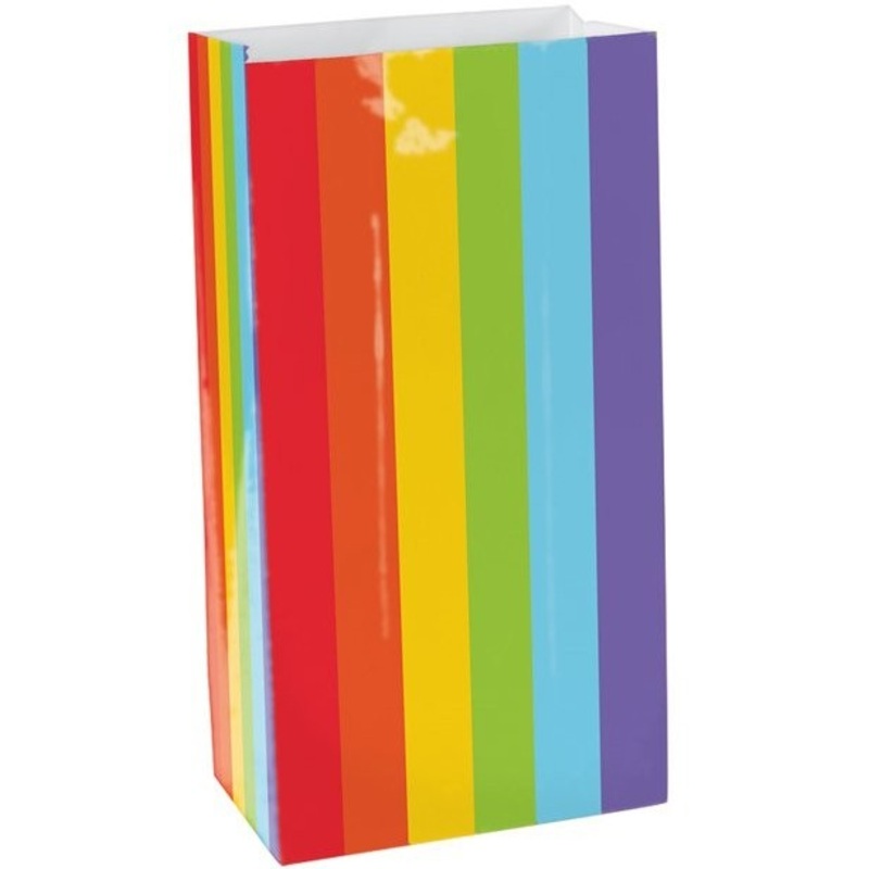 12 rainbow pattern paper bags 24cm