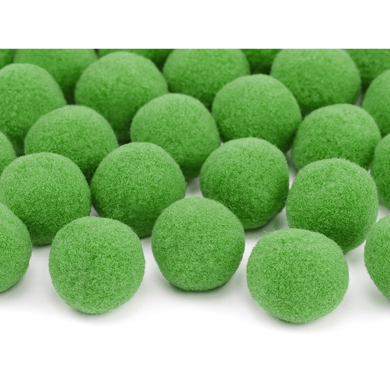 20 Mini Pompom Balls Green