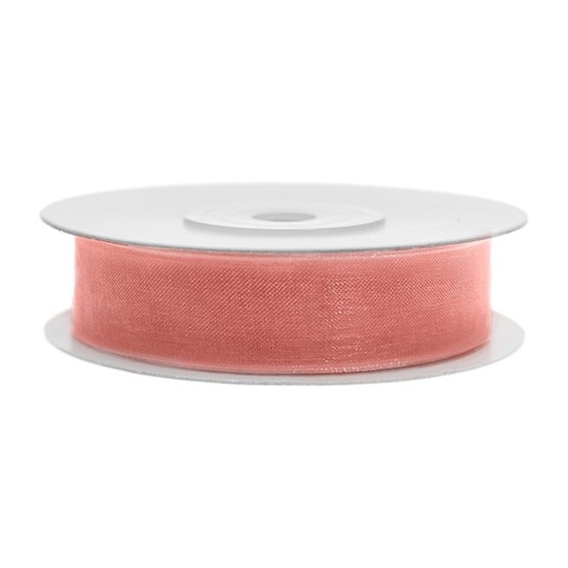 25m chiffon ribbon in coral