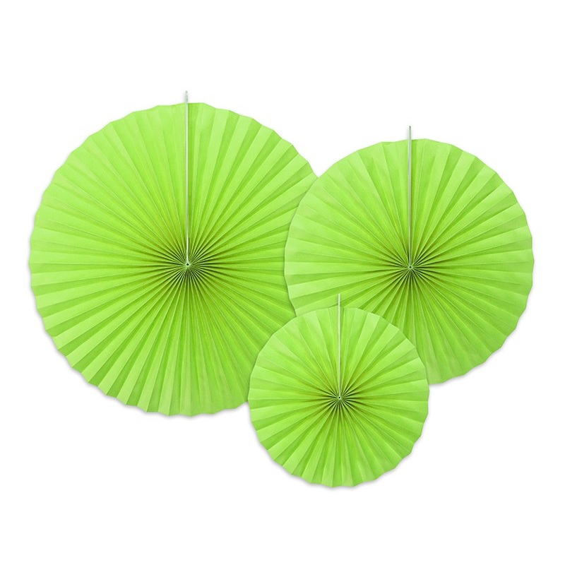 3 Paper Rosette Decorations Apple Green