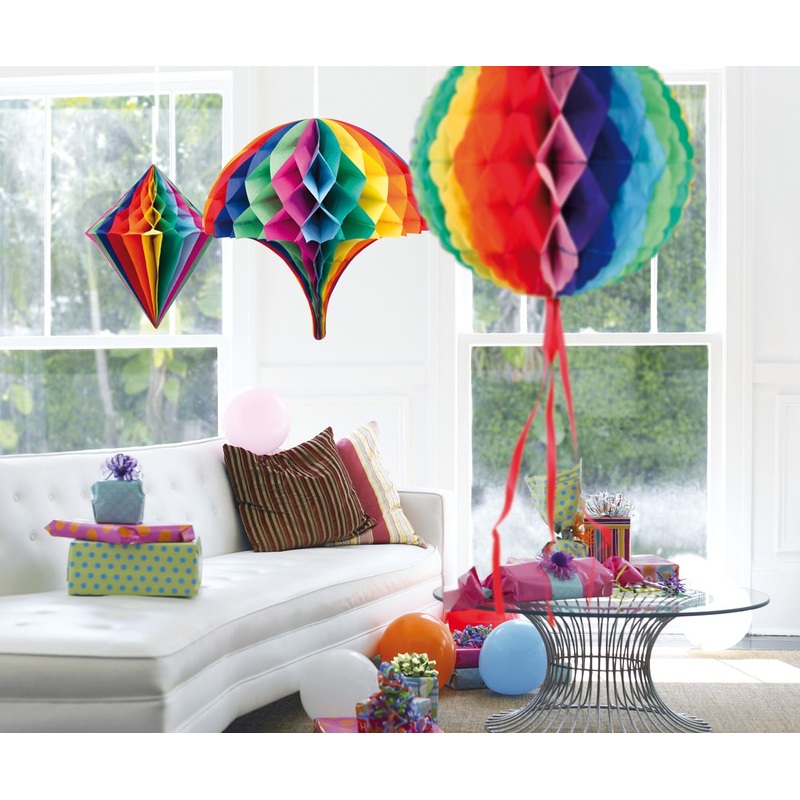 3 Rainbow Honeycomb Balls