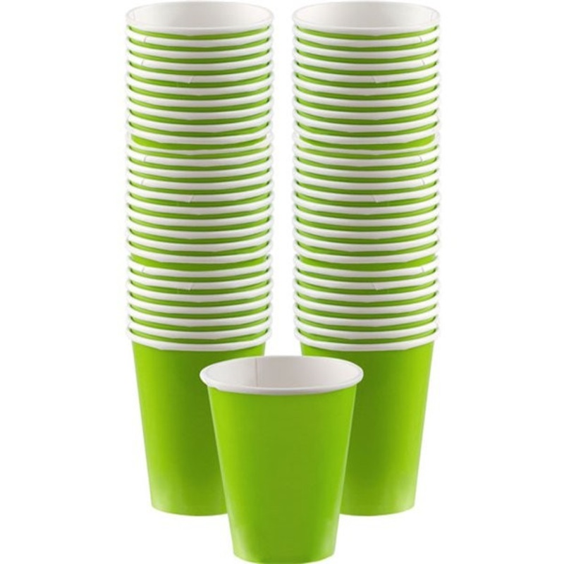 40 lime green paper cups 340ml