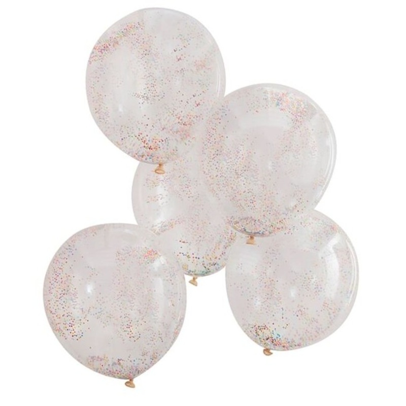 5 colorful party mix confetti balloons 30cm