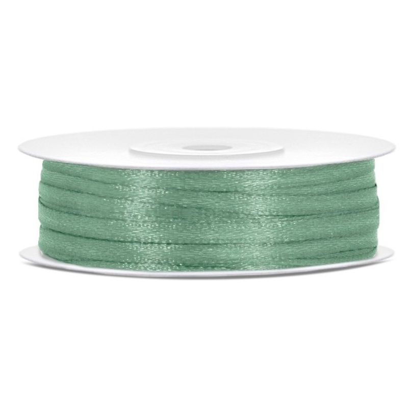 50m satin gift ribbon pale green 3mm wide