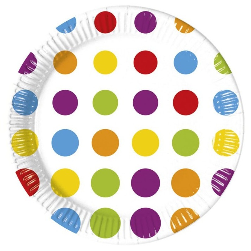 8 dots party paper plates 23cm