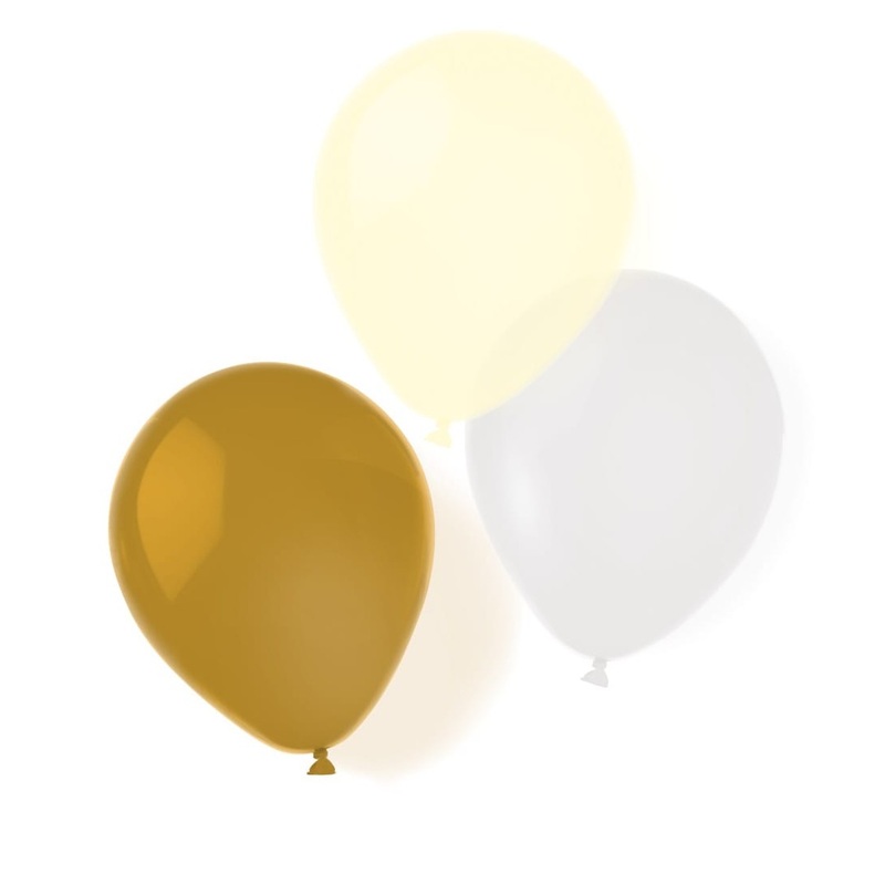 8 Golden Surprise balloons 25.4cm