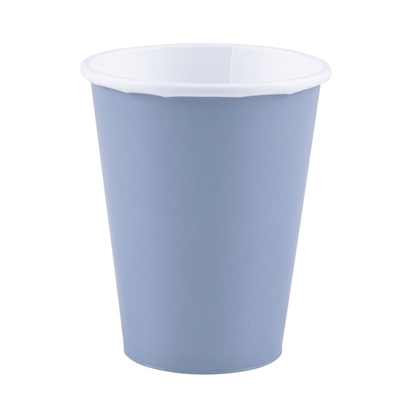 8 paper cups pastel blue 266ml