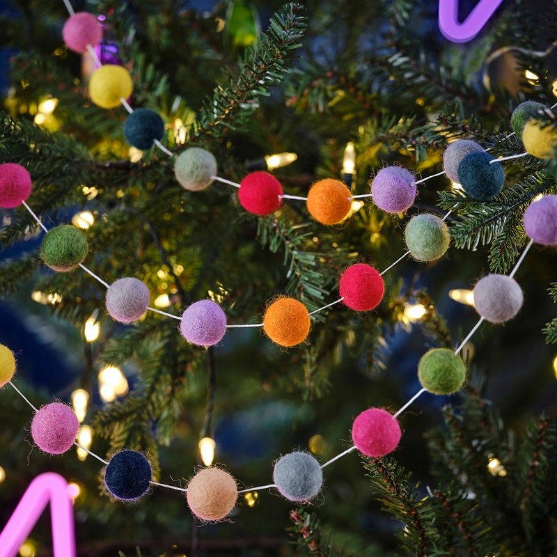 Colorful felt ball garland 3m