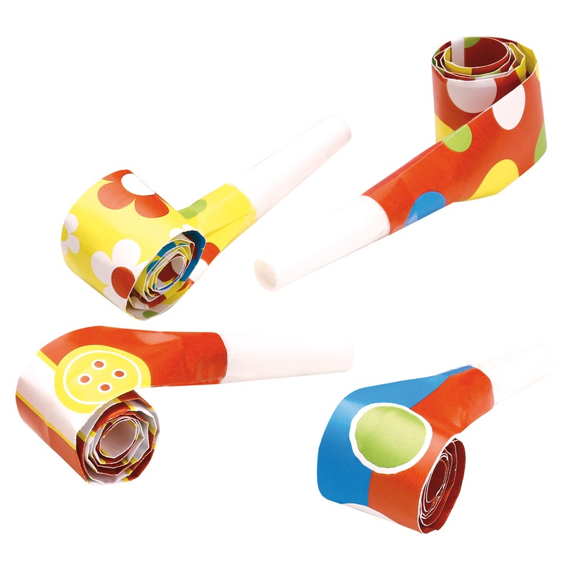 Colorful party fun air trunk horns 4 pieces