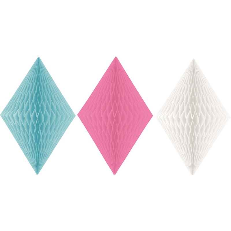 Elegant Diemanten honeycomb balls set of 3