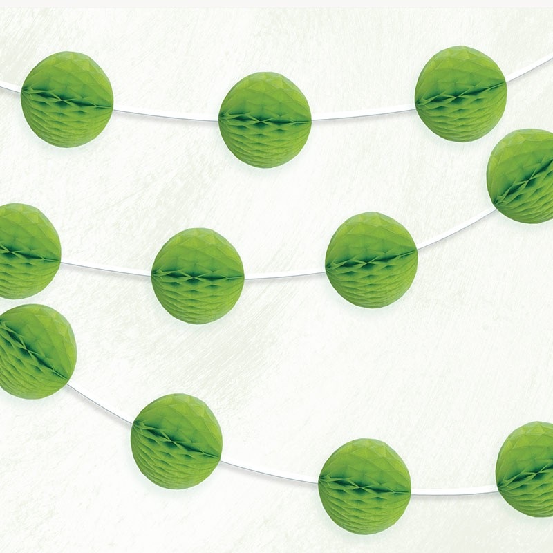 Lime green honeycomb ball garland 213cm