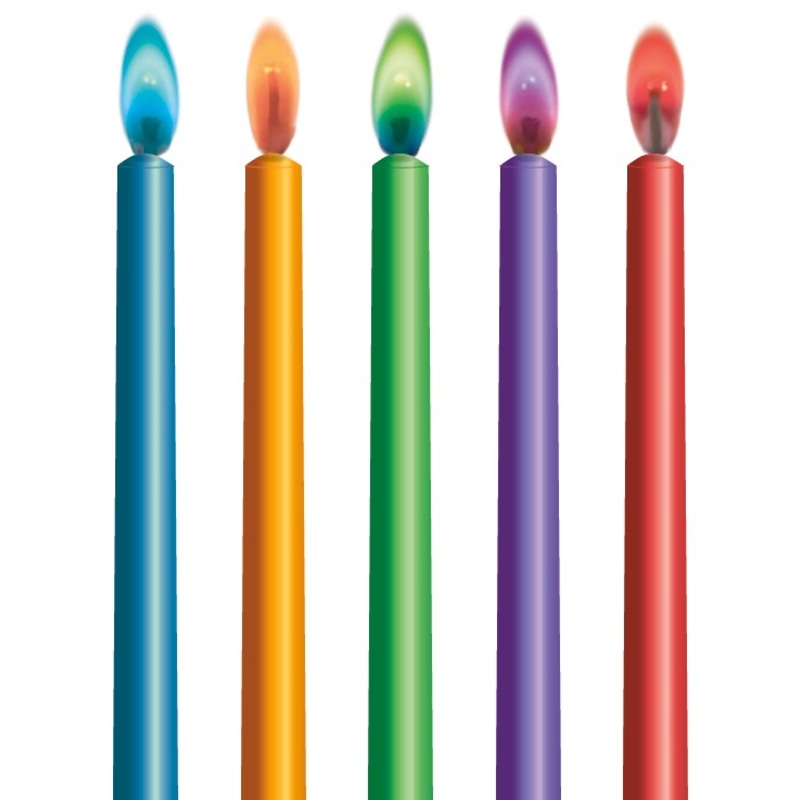 Rainbow cake candles with color comb 10 pieces