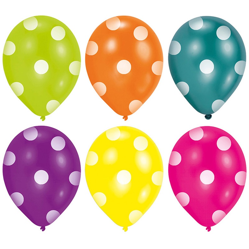 Set of 6 colorful balloons with white dots