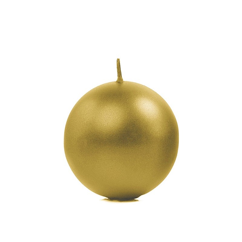 10 ball candles Torino gold metallic 6cm