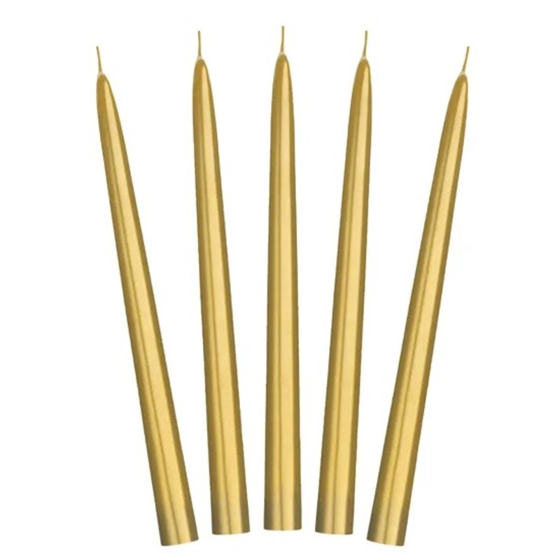 10 taper candles Lucia gold 24cm