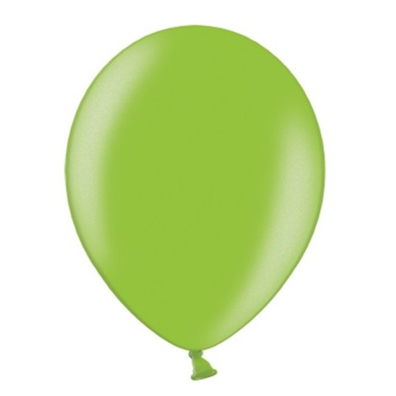 100 metallic balloons in lime green