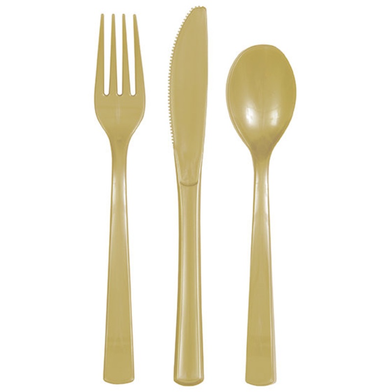 18 Teile Plastik Besteck Gold wiederverwendbar
