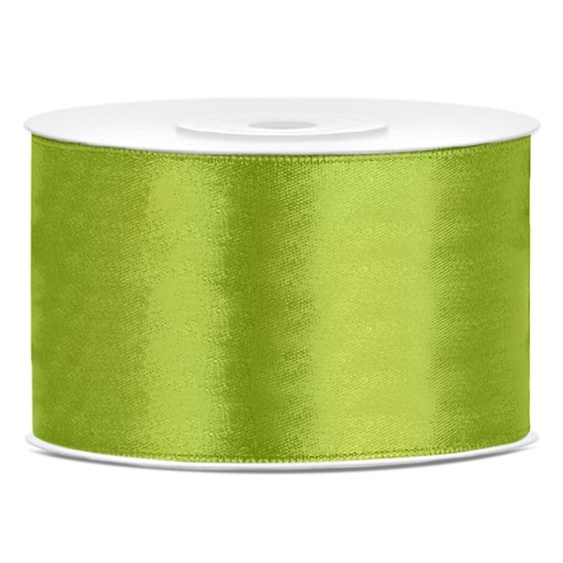 25m satin ribbon, apple green, 38mm wide