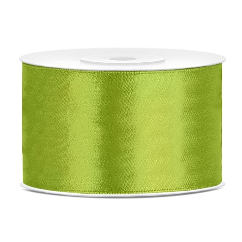 25m satin ribbon bright green