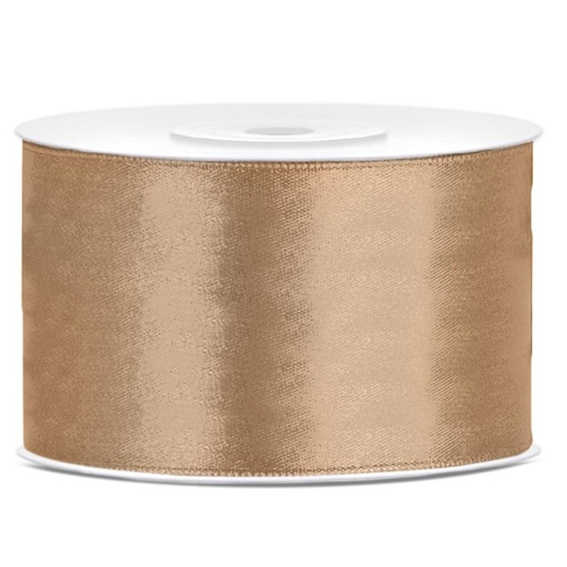 25m satin ribbon, light gold, 38mm wide