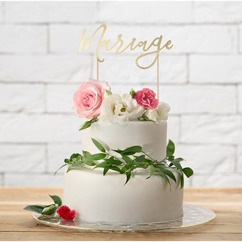 Cake decoration Mariage in gold 22.5cm