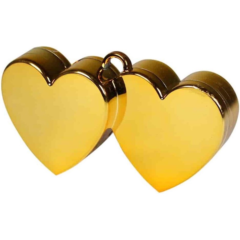 Double heart balloon weight in gold