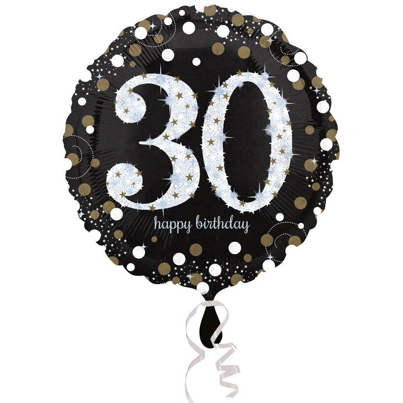 Folien Ballon Glitzerndes Gold und Silber zum 30. Geburtstag
