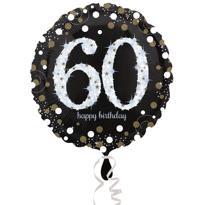 Folien Ballon Glitzerndes Gold und Silber zum 60. Geburtstag