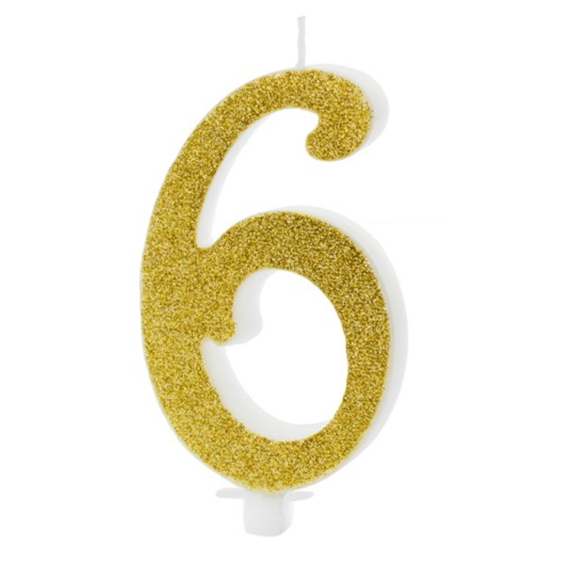 Glossy Birthday number 6 cake candle 10cm
