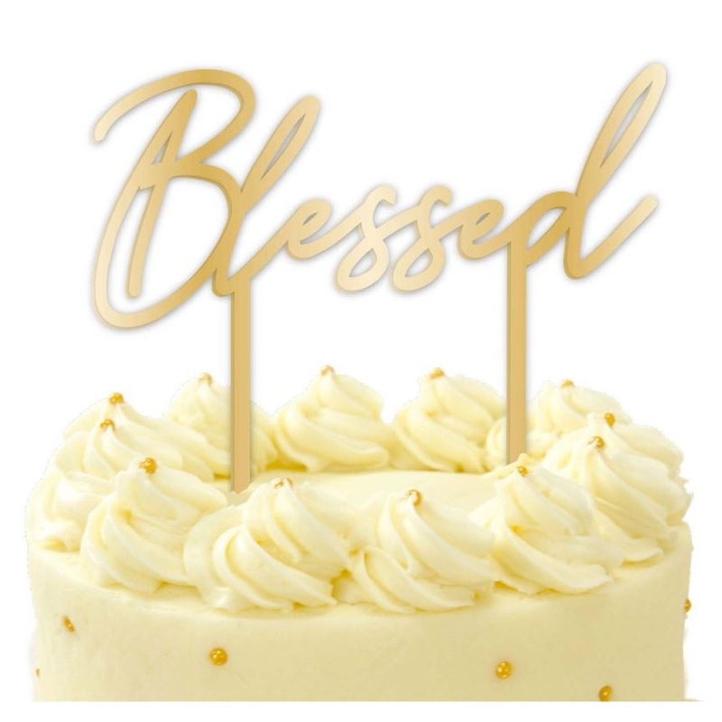 Golden blessed cake decoration